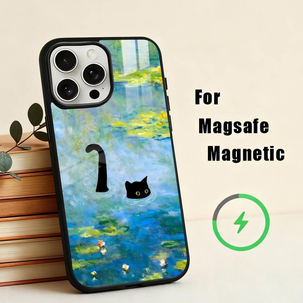 Matisse Monet Black Cat Funny Art  Phone Case For iPhone17,16,15,14,13,12,11 Plus,Pro Max Magnetic For Magsafe Wireless Charging