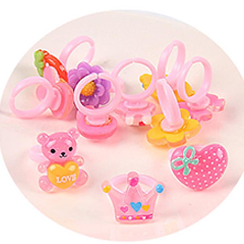 10Pcs Children'S Cartoon Princess Rings Candy Animal Bow Shape Ring