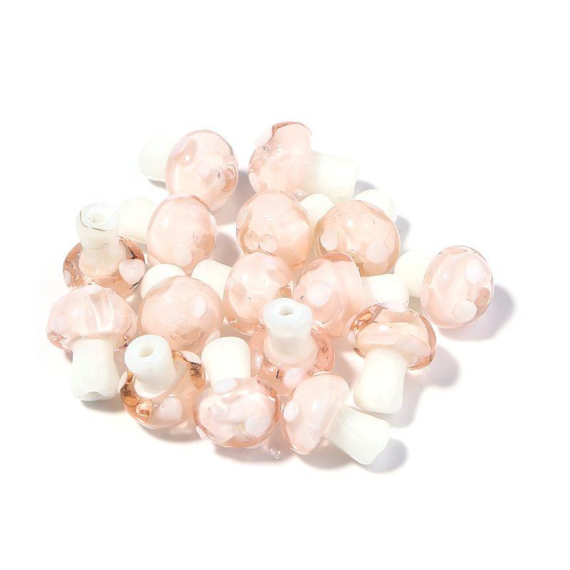 10pcs/lot Colourful Lampwork Beads Cute Mushroom Shape Loose Glass Beads For Jewelry Making DIY Craft Necklace Bracelet Findings