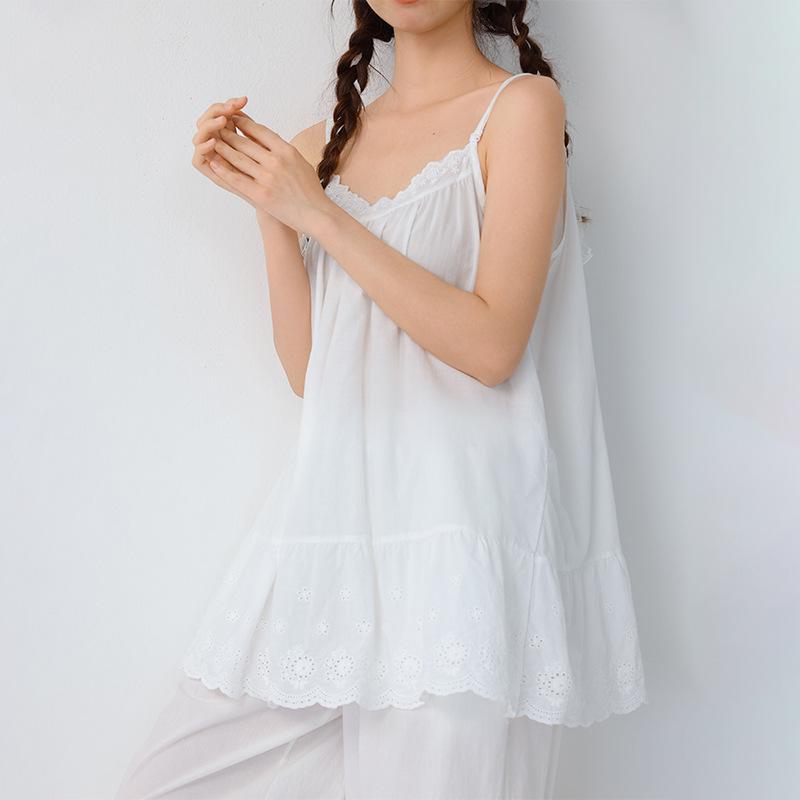 Neues Koreanisches Damen Baumwoll-Stickerei Lagen-Camisole-Weste - Frühling/Sommer Japanischer Stil Lockerer Schnitt.