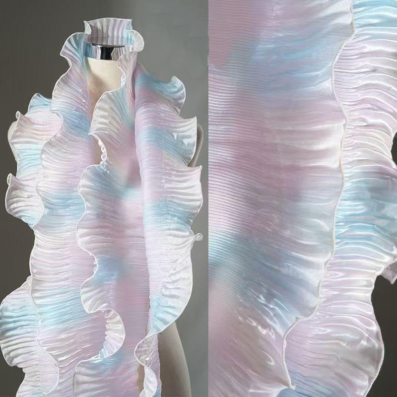 1Yard Dreamy Gradient Mermaid Organza 3D Pleated Lace DIY Dress Ruffle Lace Accessories 15CM Wide