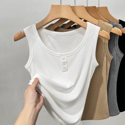 Women's White Vest Wears A New Round Neck T-shirt for Summer, Thin Inner Bottoming Shirt Sleeveless Vest Top