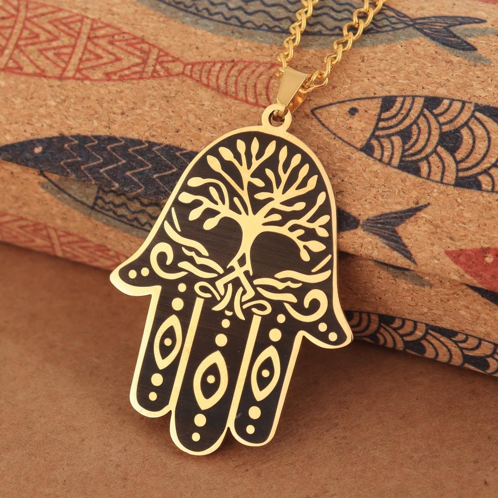 Ciondolo Mano di Fatima Nicchia Albero della Vita Collana Accessori
