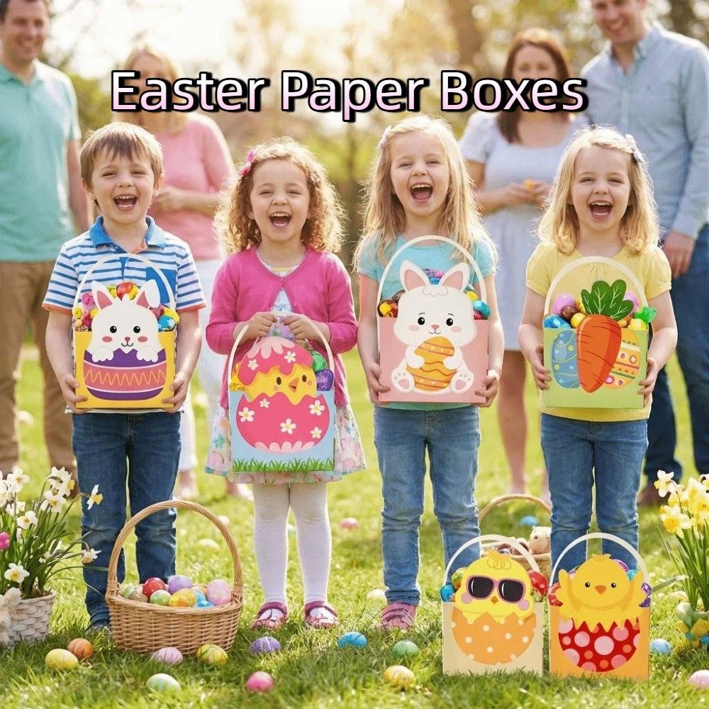 6pcs Egg Rabbit Carrot Easter Bunny Candy Boxes Cartoon Candy Gift Bag  Home Decoration