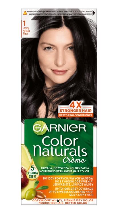 Garnier Color Naturals Black Hair Dye - Shade 1, Professional 100ml Home Coloring with Natural Ingredients