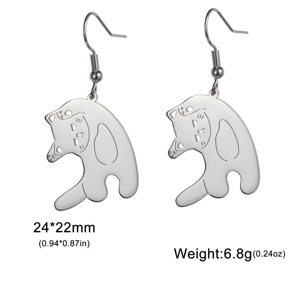 My Shape Cute Cat and Dog Dangle Earrings for Women Girls Stainless Steel Lovely Kitten Animal Drop Earring Fashion Jewelry Gift