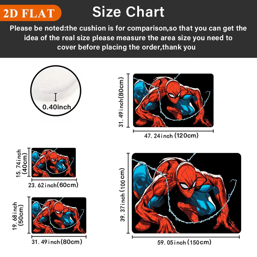 Bath Mat 1pc, Spider- Crouching Pose, MARVEL Flannel Rectangular Mat, Bathroom Non-Slip Entrance Mat, Fun Door Decoration Mat,