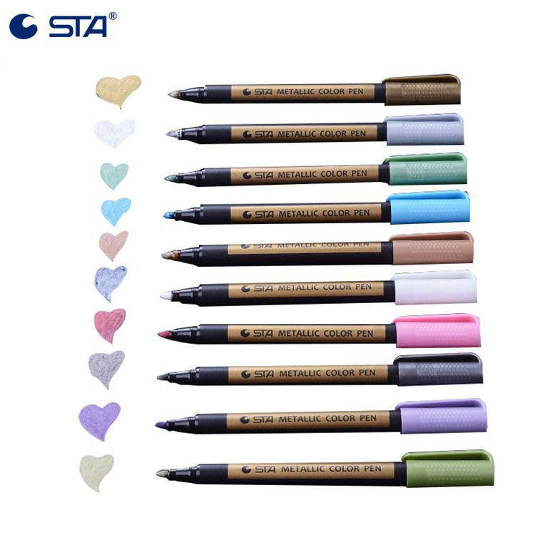 Sta 8151 Color Metal Marker Pens – 10 Vibrant Colors for Photo Albums, Black Cardboard, and DIY Drawing Projects.