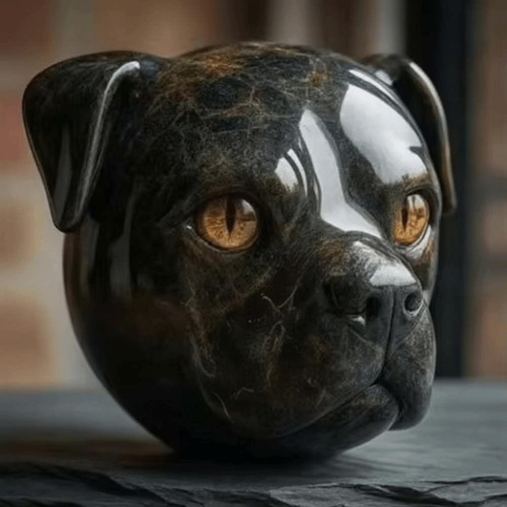 Hot Small Owl Sculpture Luxury Marble Texture Dog Sculpture Resin Home Ornament Gift