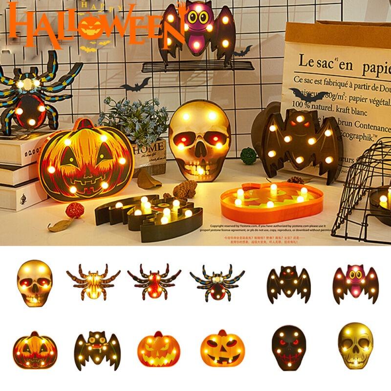Festive Halloween Led Lights Lantern With Safe Low Voltage Bat Skull Pumpkin And Spider Patterns