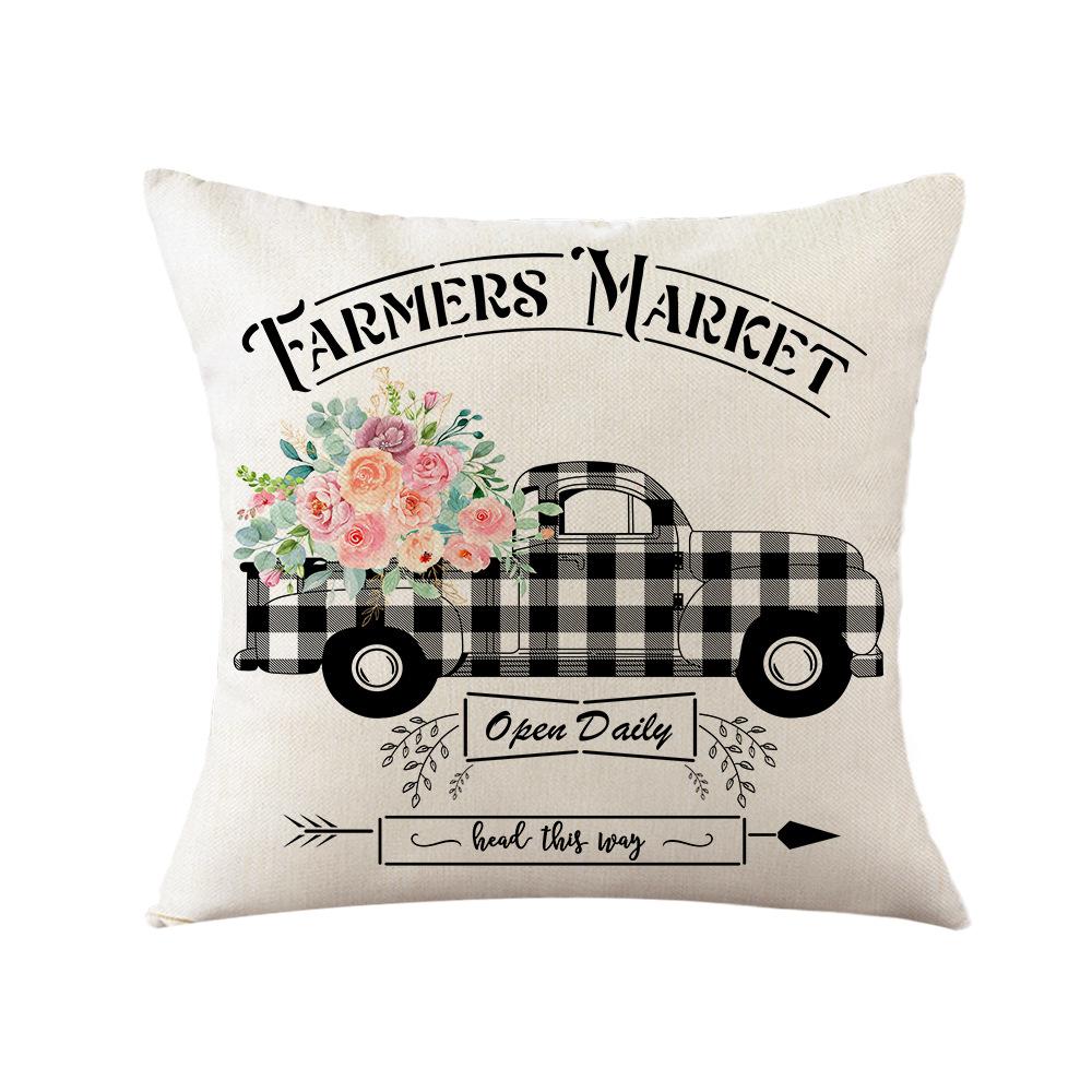 Thick Linen Printed Fabric Pillowcase Large Cushion Sofa Office Bedside Pillowcase Lumbar Pillow Car Backrest