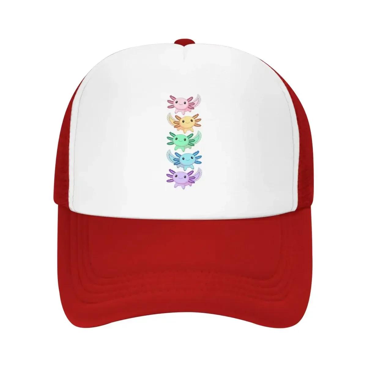 

Rainbow Axolotl Cap Fashion Casual Mesh Baseball Caps Adjustable Hat Hip Hop Summer Unisex Baseball Hats Polychromatic One Size