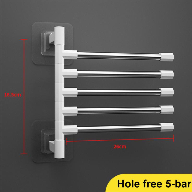 Bathroom Tools Punch-free Wall-mounted Rotating Towel Bath Towel Rack Space Aluminum Multi-layer Hanging Rod Rack For El Gym