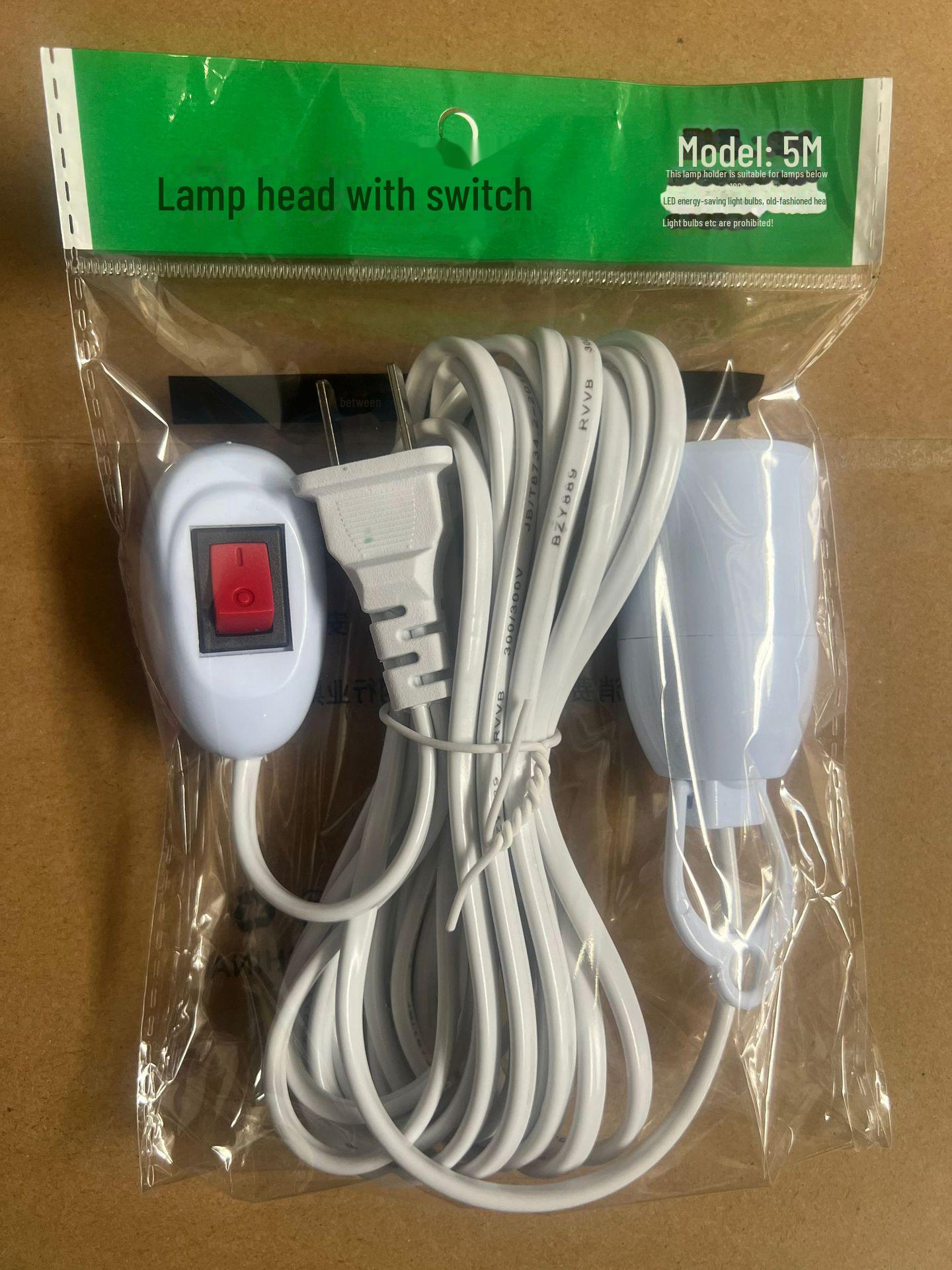 

Светодиодный ночник Biaozhiyan с выключателем, универсальный квадратный патрон E27 5-meter copper wire