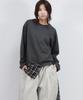 Deumakeu Layered Checkered Wrap Long Sleeve T-Shirt Charcoal