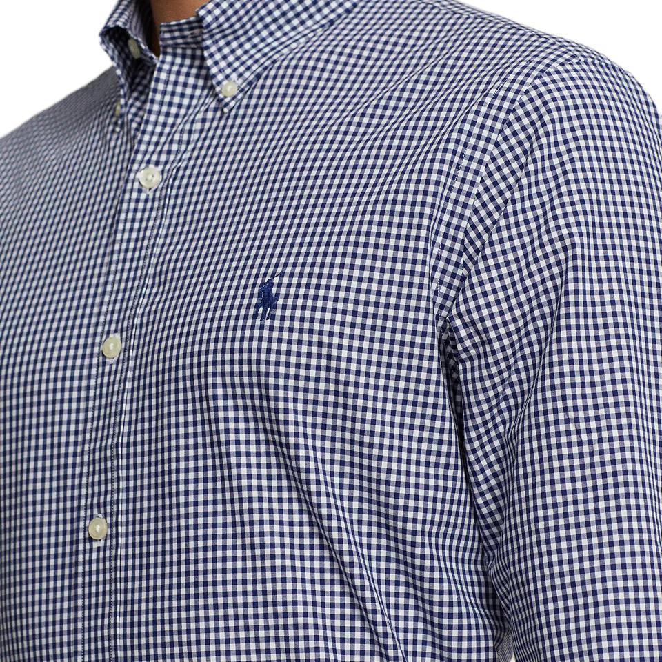 Polo Ralph Lauren Logo Plaid Print Single-Breasted Long Sleeve Shirt Men shirts Blue 710929342-001