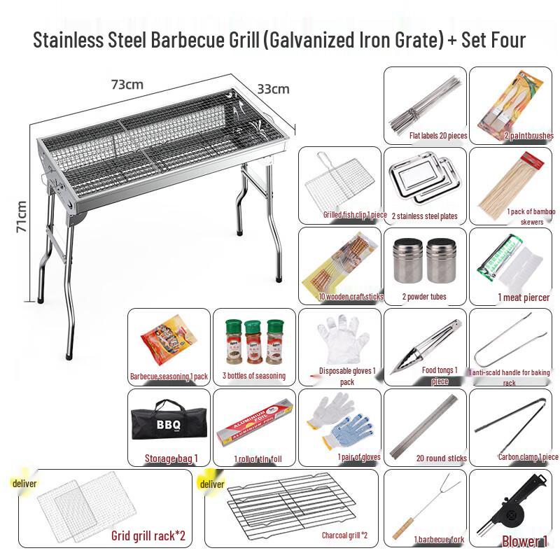 Stainless Steel BBQ Grill with Galvanized Net
