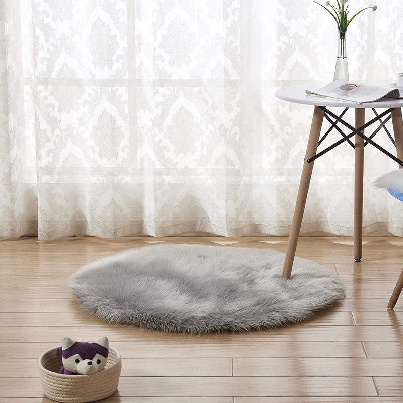 Hand Tufted Soft Sheepskin Rug Chair Cover Bedroom Living Room Mat Round Wool Warm Hairy Carpet Seat Artificial Fur Area Rugs