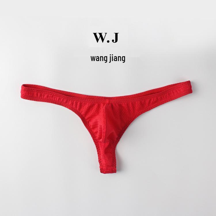 Men's Sexy Low-Rise Nylon Ice Silk Mesh Thong T-Back Underwear