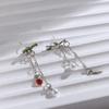 Vintage Women Korean Bamboo Dangle Drop Earrings Pearl Asymmetric Earrings Fashion Jewelry