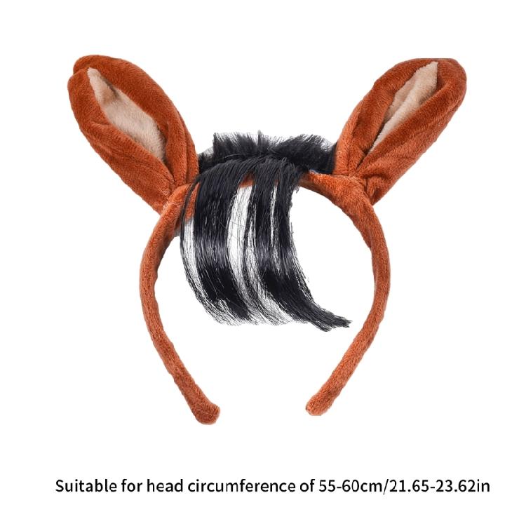 Halloween Horse Costume Accessory Includes Horse Ear Headband Tail for Kid Adult Masquerade Cosplay Christmas Role Play