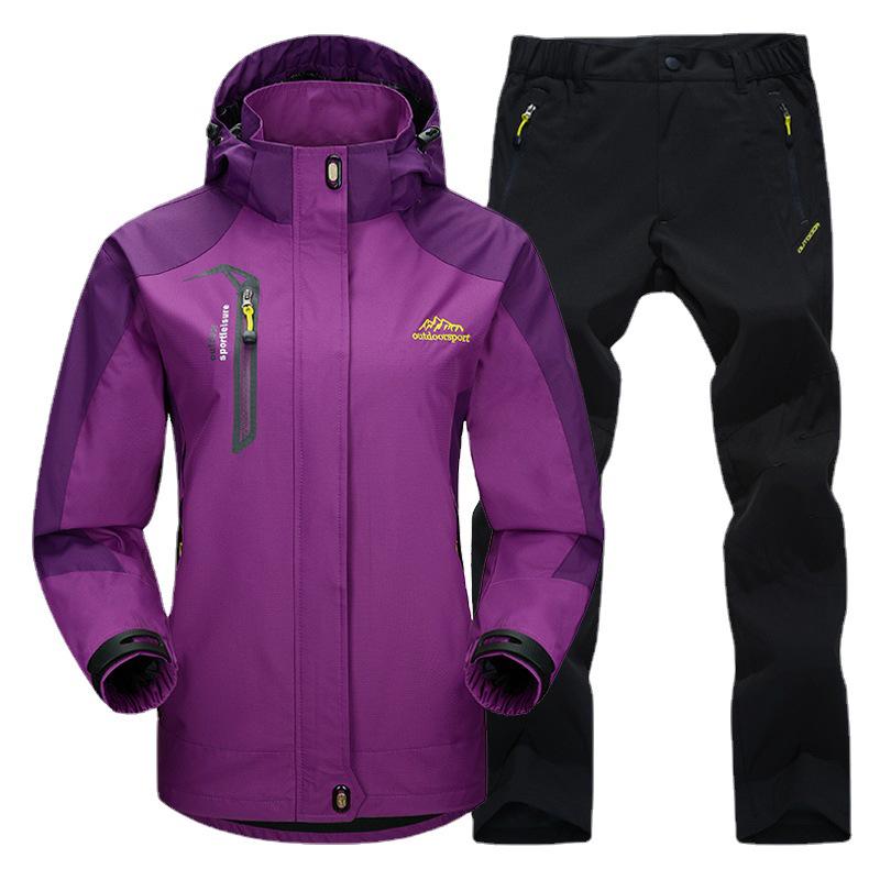 Outdoor Windbreaker Pants and Jacket Set for Men and Women - Windproof, Waterproof, Ideal for Spring/Autumn Hiking