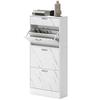 Marble Shoe Storage Cabinet with 3 Flip Drawers, Hallway Cabinet with Top Drawer and Adjustable Shelves, Shoe Cupboard for 18 Pairs, White