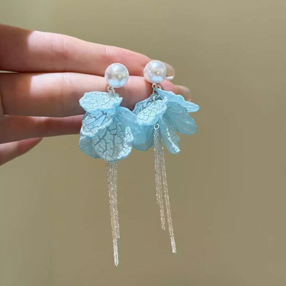 

Peach Tea Color Tassel Earrings Blue Petal Design Zinc Zinc Alloy Earrings Fashion Jewelry Summer Season синий