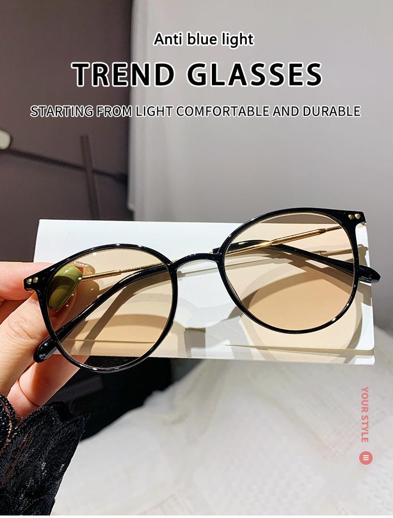 Fashionable Pochromic Anti-blue Light Color-changing Myopia Glasses In Elliptical Shape
