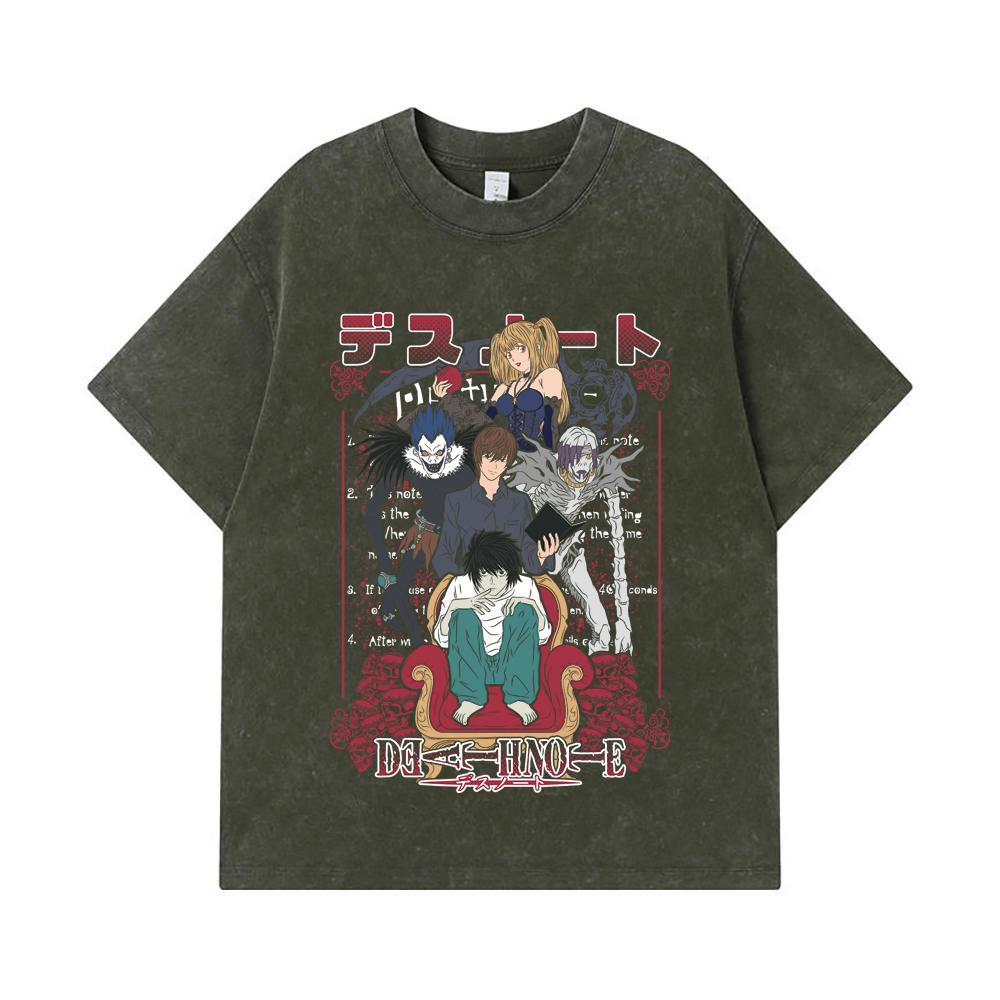 275 GSM Washed T-shirts 100% Cotton Death Note V1 Print Unisex Heavy Cotton T Shirt
