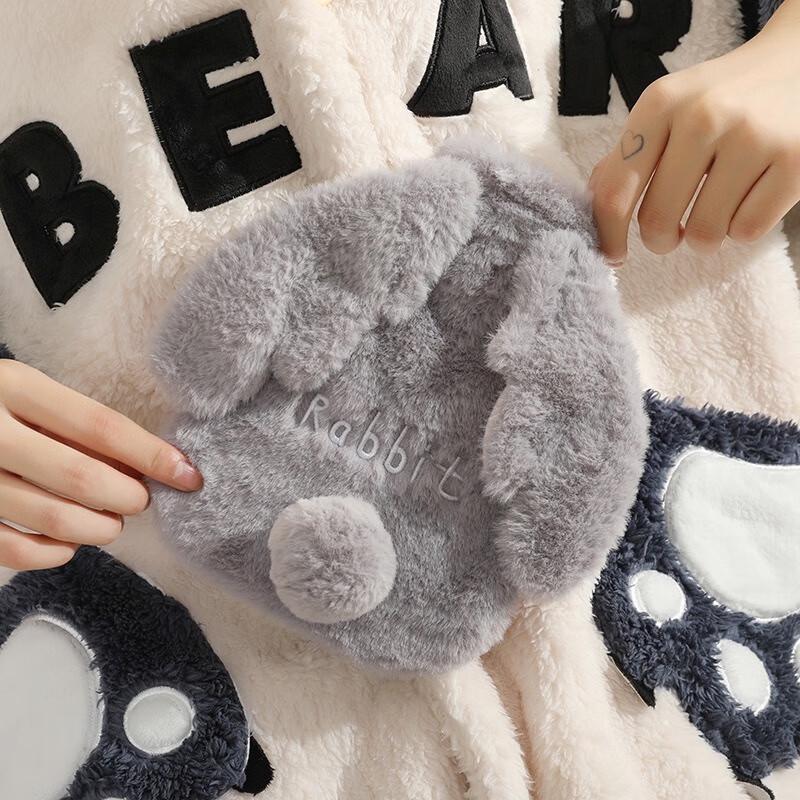 Fumaide Cute Plush Hot Water Bottle, Grey Wings, 500ml, 2-Pack