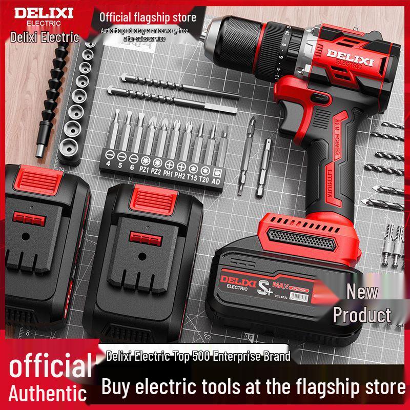 Delixi Cordless Brushless Hammer Drill & Electric Screwdriver with Lithium Battery