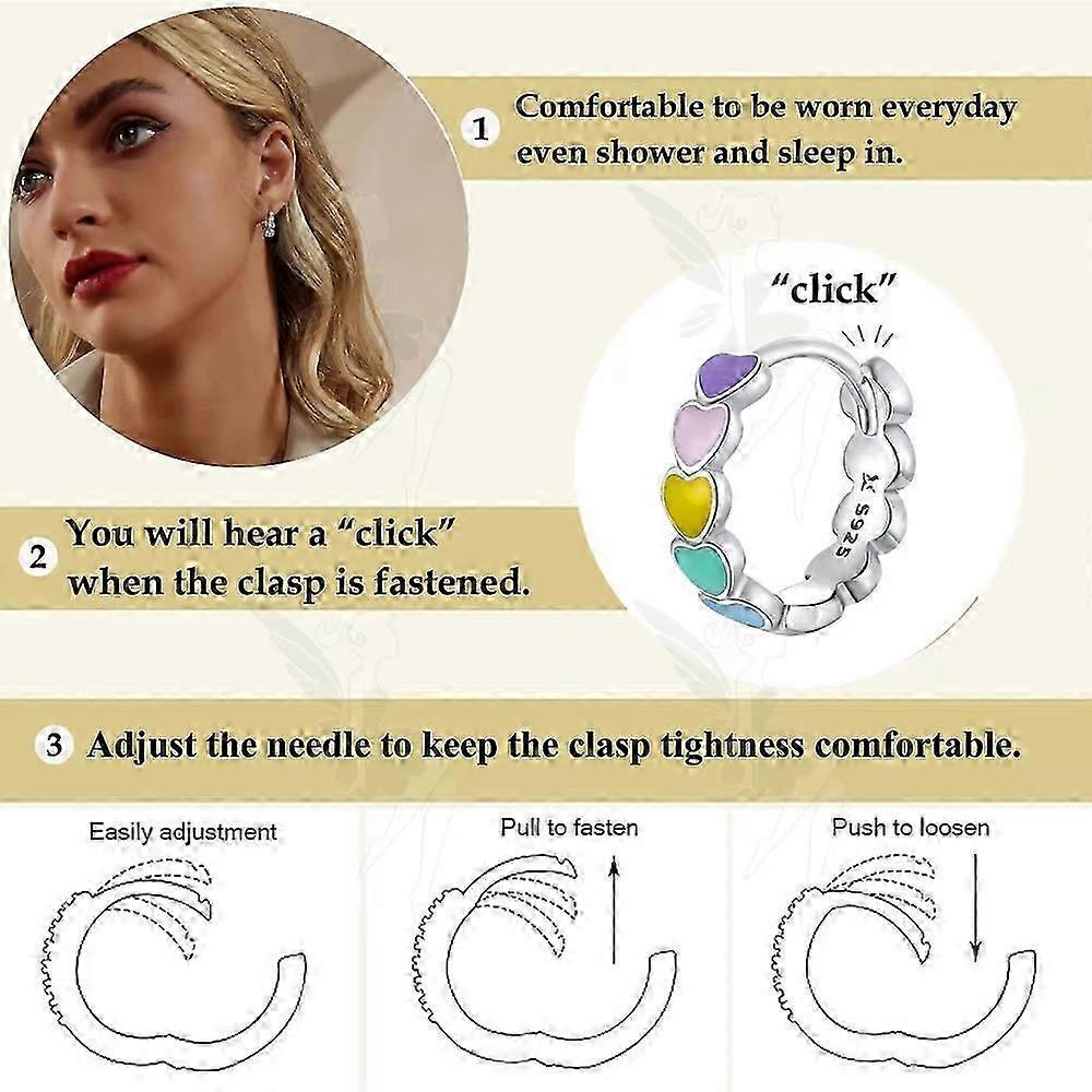 925 Sterling Silver Kids Earrings For Girls Small Hoop Earrings Little Girls Fashion Hypoallergenic Jewelry Birthday Gifts Rainbow Colorful