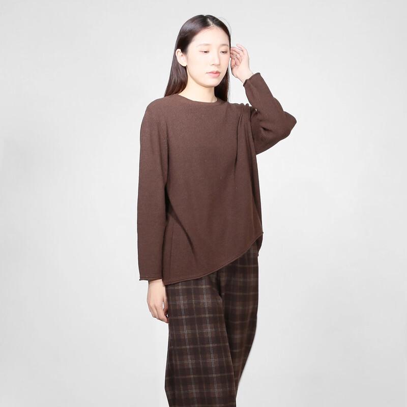 Sweet Basil Women's Round Neck Long Sleeve Knit Sweater