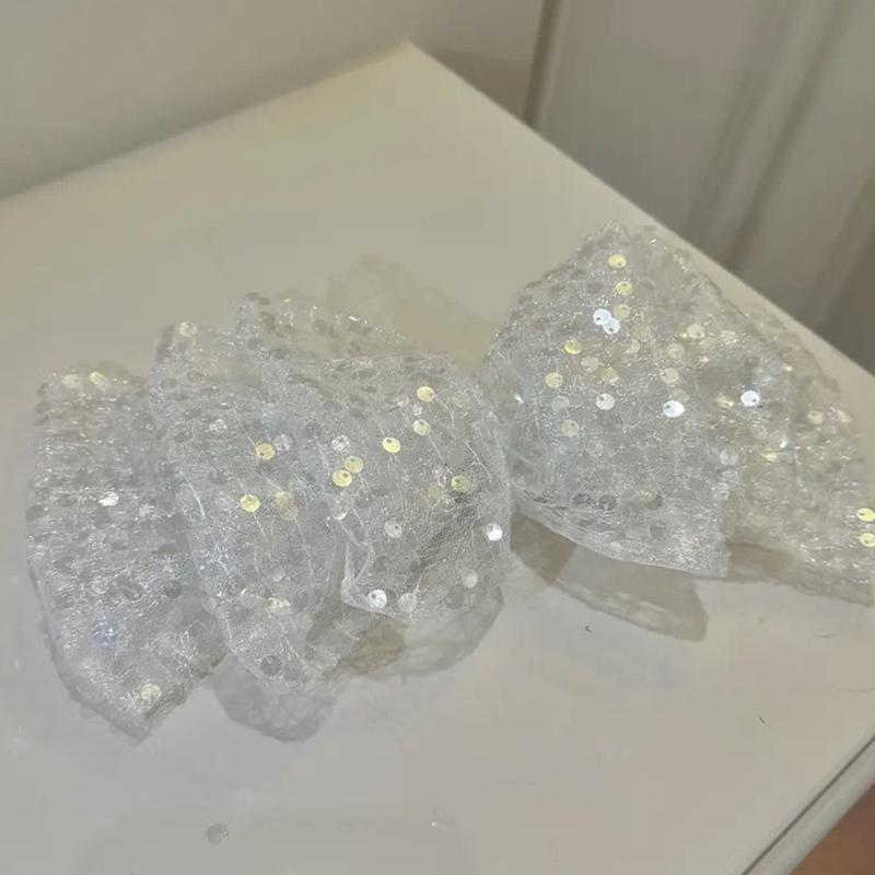 Cute Style Sequins Bowknot Shape Hair Claw Summer Hair Accessories for Women High Ponytail Party Anti-Slip Hairpins