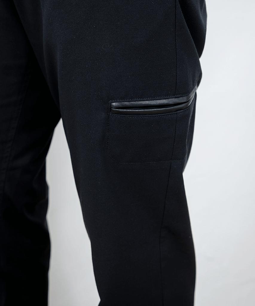 Pabeo Leather Trimming Trousers (Black)