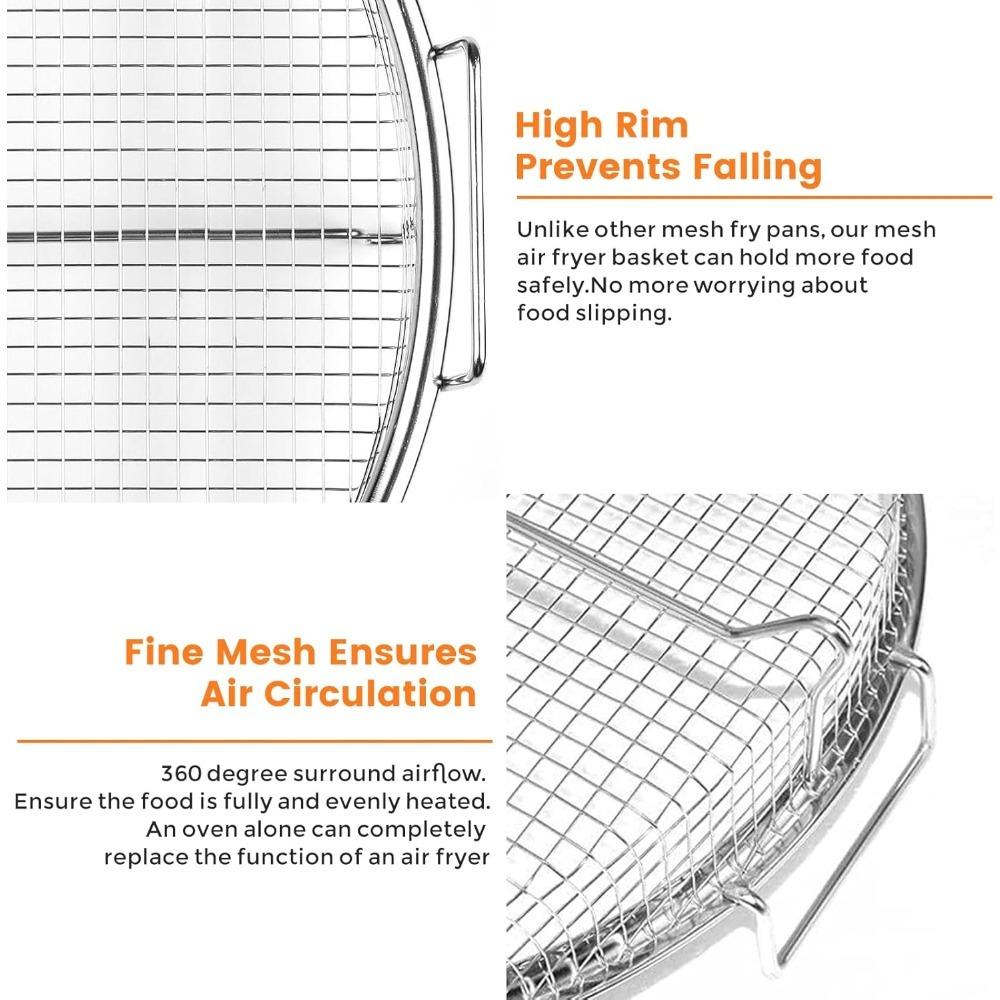 Stainless Steel Filter Tray, Oven Air Fryer Basket Round Mesh Basket, Frying Rack, Kitchen Water Filter, Dishwasher Safe