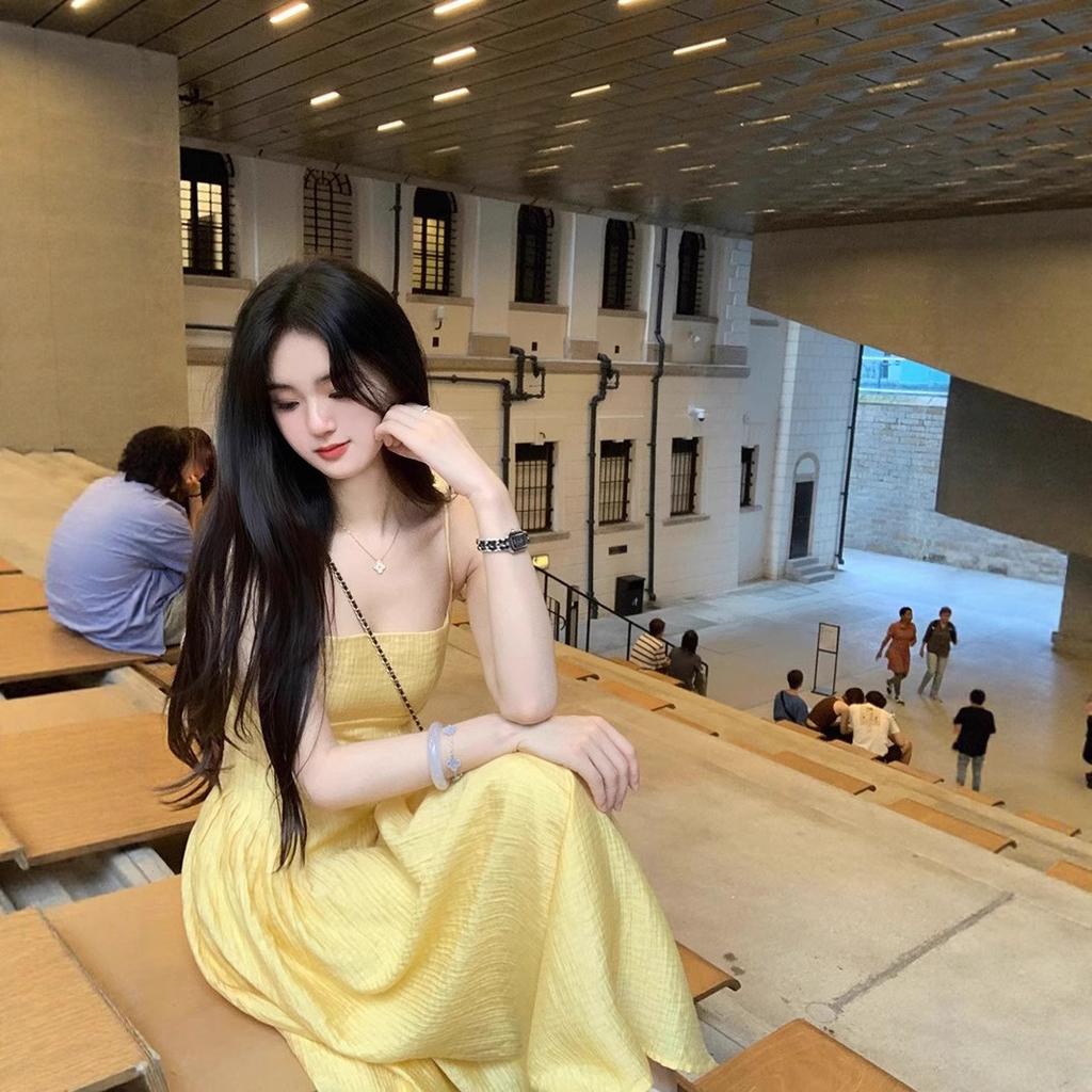French Small Suspender Dress Women's Summer Waist Temperament Long Dress Seaside Vacation Dress