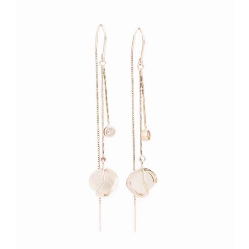Elegant Long Waterdrop Tassel Ear Cuff for Women Trendy Simple Snowflake Leaf Design Slimming Facial Ear Jewelry