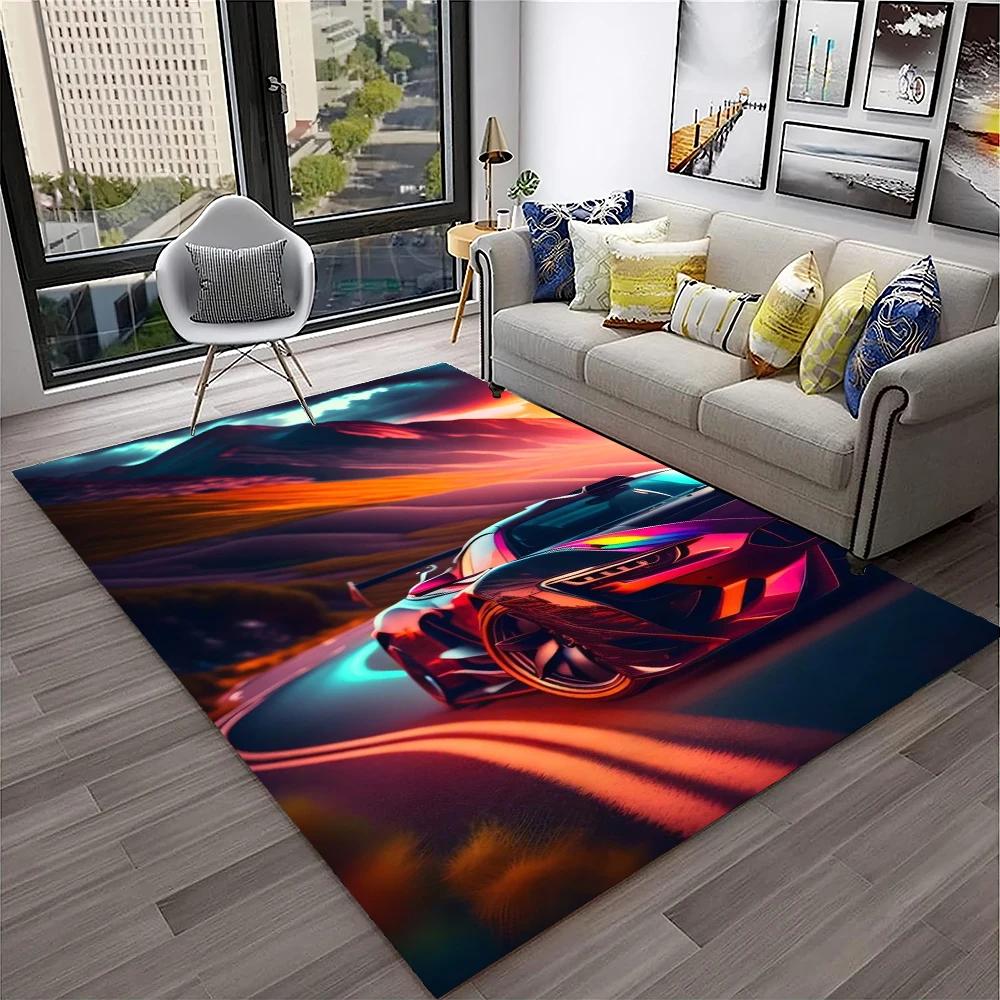 Racing Car Sports Car Carpet Rug for Home Living Room Bedroom Playroom Sofa Doormat Decor,Kids Game Area Rug Non Slip Floor Mat