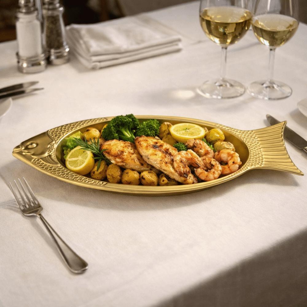 Stainless Steel Fish Shaped Plate Thickening Barbecue Plate Creative Snack Plate Restaurants