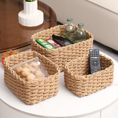 [Home Decoration Storage Basket] 3pcs Hand-woven Paper Rope Storage Basket Set | Fall Decorations for Home, Home