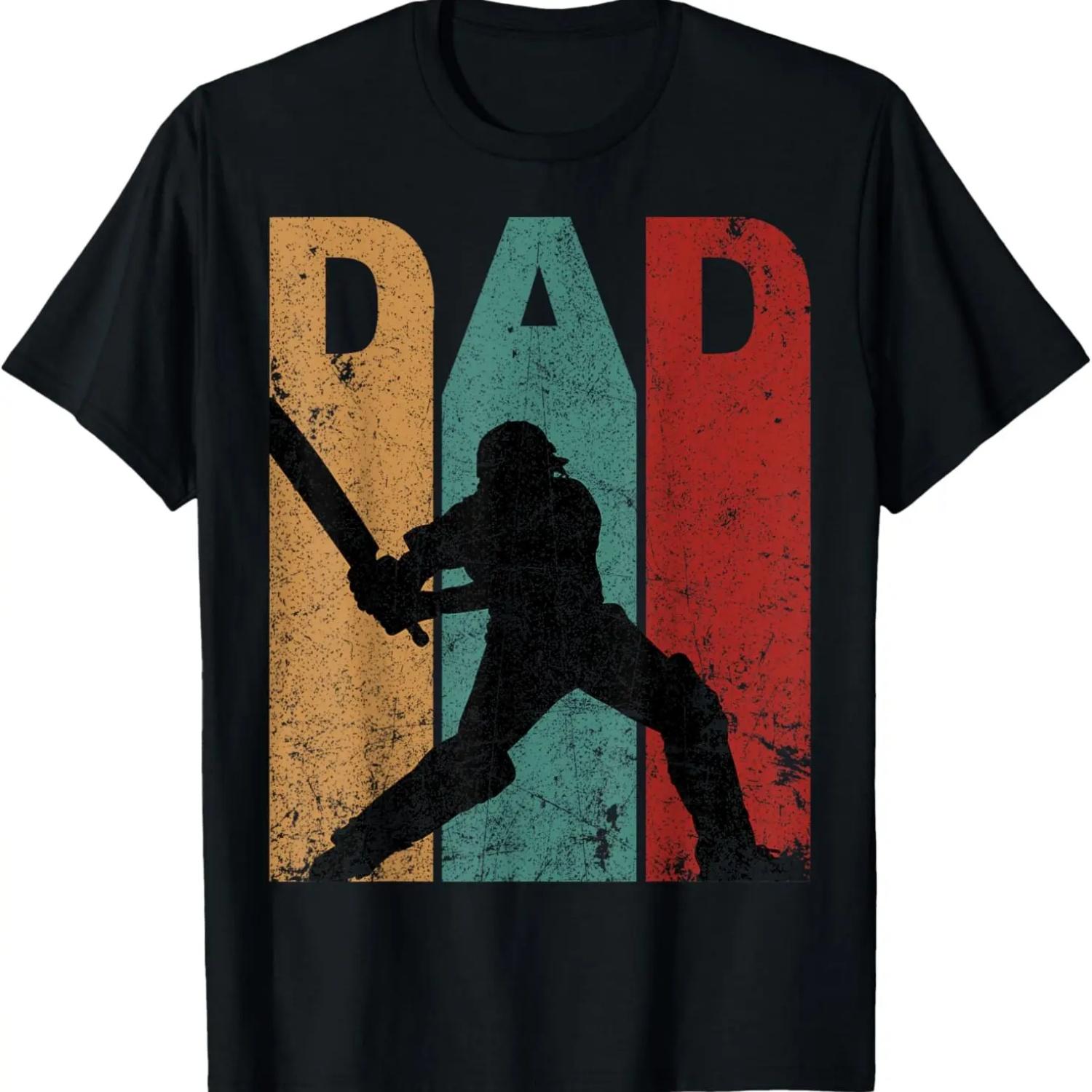 Vintage Cricket Dad Fathers Day Gift Ideas Cricket Player T-Shirt S чёрный
