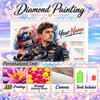 Max Verstappen 5D DIY Diamond Painting Custom Name Text, Full Drill Rhinestone Mosaic Art Home Gift