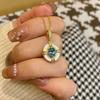 Romantic and Creative Palace Style Retro Aquamarine Necklace White Fritillaria Blue Collarbone Chain Pendant Exquisite Jewelry