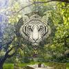 Mandala Lasergeschnittener Windspinner Outdoor Gartendekor Weißes Tiger Muster 2D Dynamisches Metall Windspiel Hängend Rotierend Klassischer Stil mit
