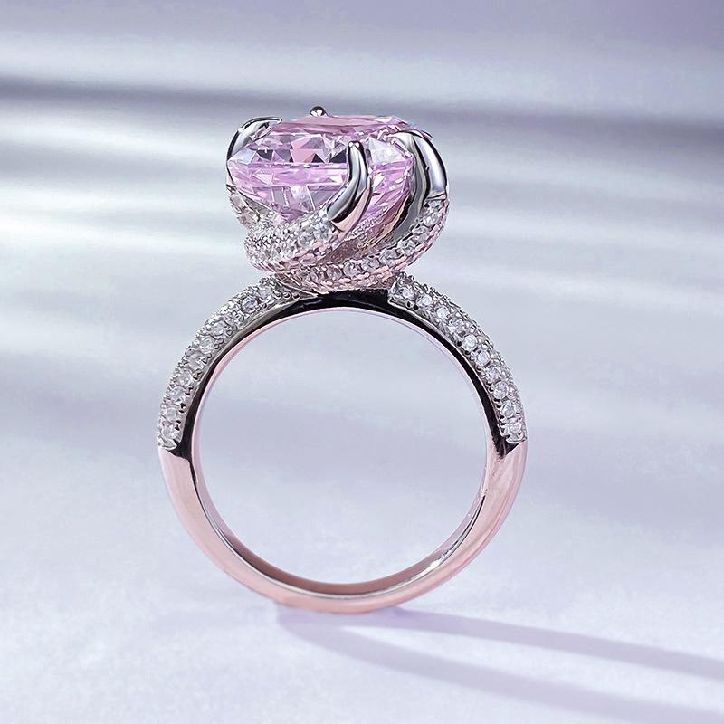 Joyería Hui Zhi Yi 2024 Anillo de Lujo Europeo de Plata S925 con Diamante Rosa de Alto Carbono