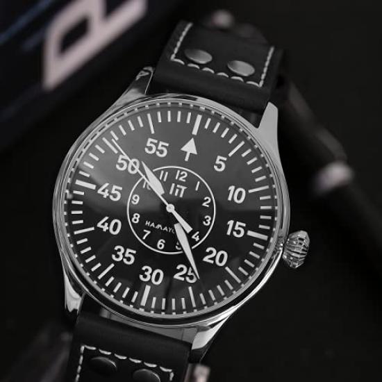HAMAYOTA Pánské automatické vojenské hodinky s japonským strojkem, pilotní hodinky (Černá kapela)