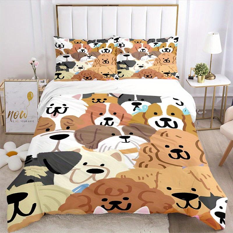 3pcs Cute-Dogs Bedding Set, Ideal for Home Use, Suitable for Bedroom Decor (1*Duvet Cover + 1/2*Pillowcases, No Core) yy250821227