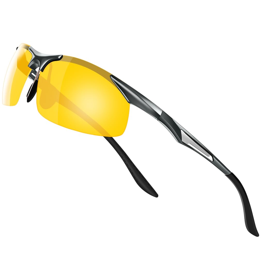 

Glazata Polarized Sports UV400 for and Driving Sunglasses, Protection, Driving, Baseball, Cycling, Motorcycles, Running, Golf, (Yellow Lenses)